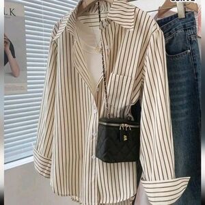 Striped Button-Up Shirt XL